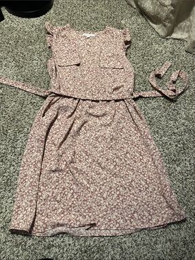 Monteau Pink Floral Split-Neck Blouse